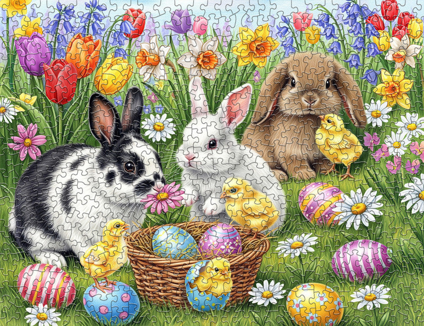 Three Easter Bunnies 500 Piece Puzzle