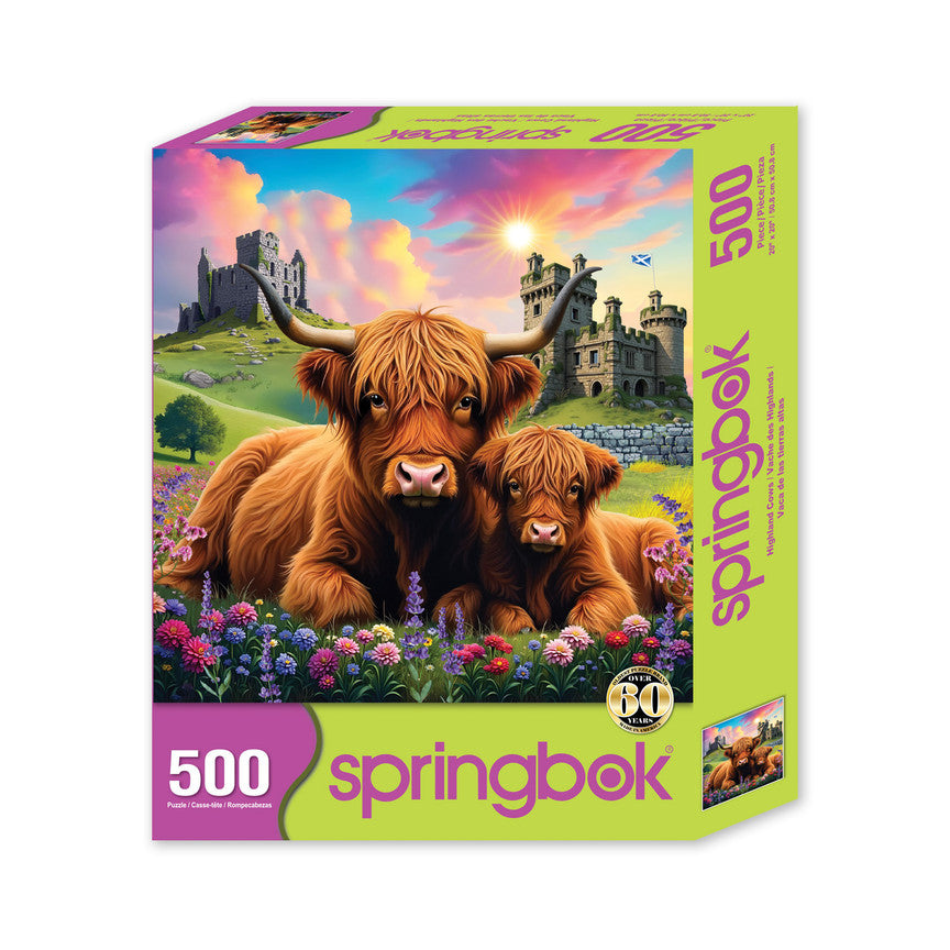 Highland Cows In The Countryside 500 Piece Puzzle