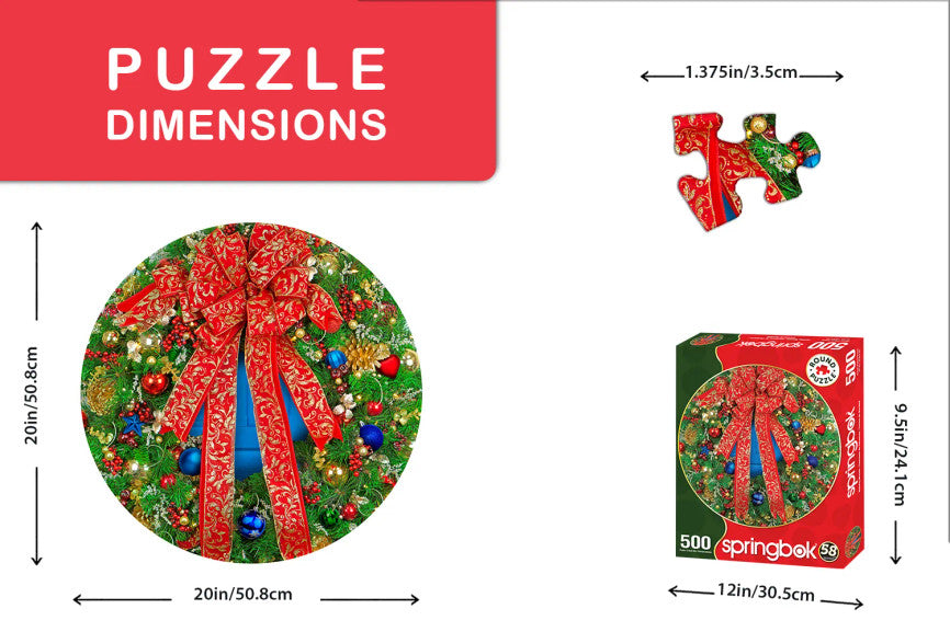 Holiday Wreath 500 Piece Round Puzzle