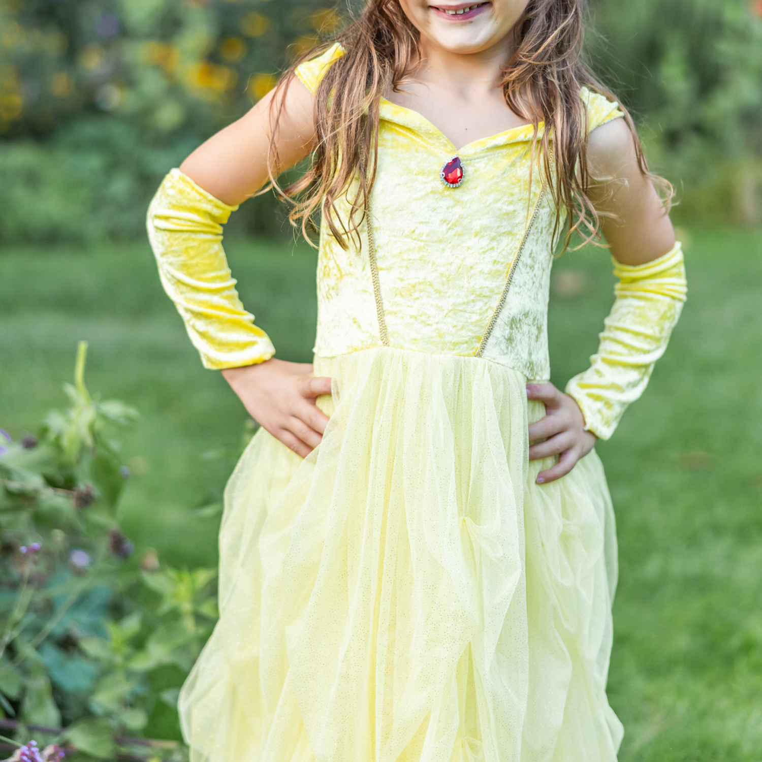 CE Velvety Soft Yellow Princess Gown with Arm Warmers - Size 7-8