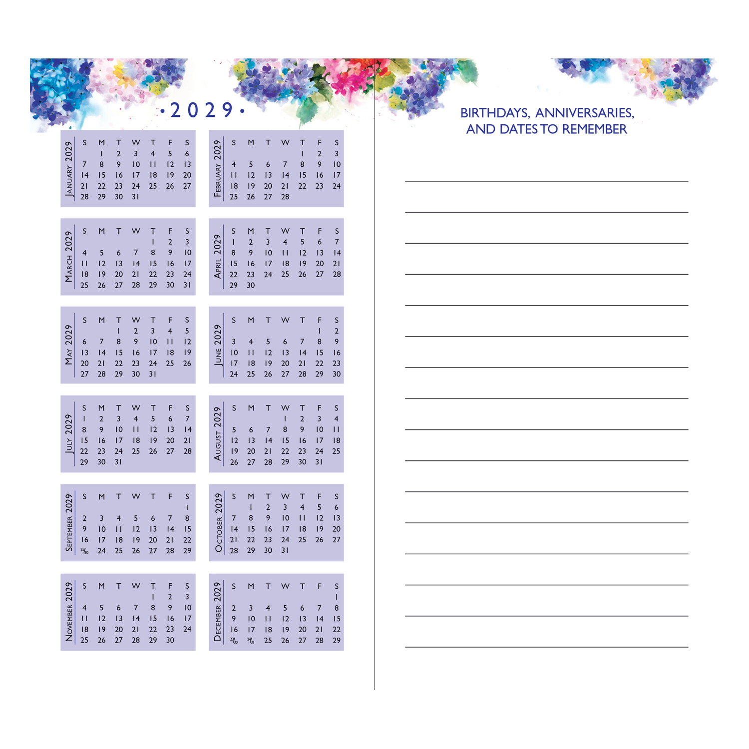 PTR 2027-28 Hydrangeas 2-Year Pocket Planner