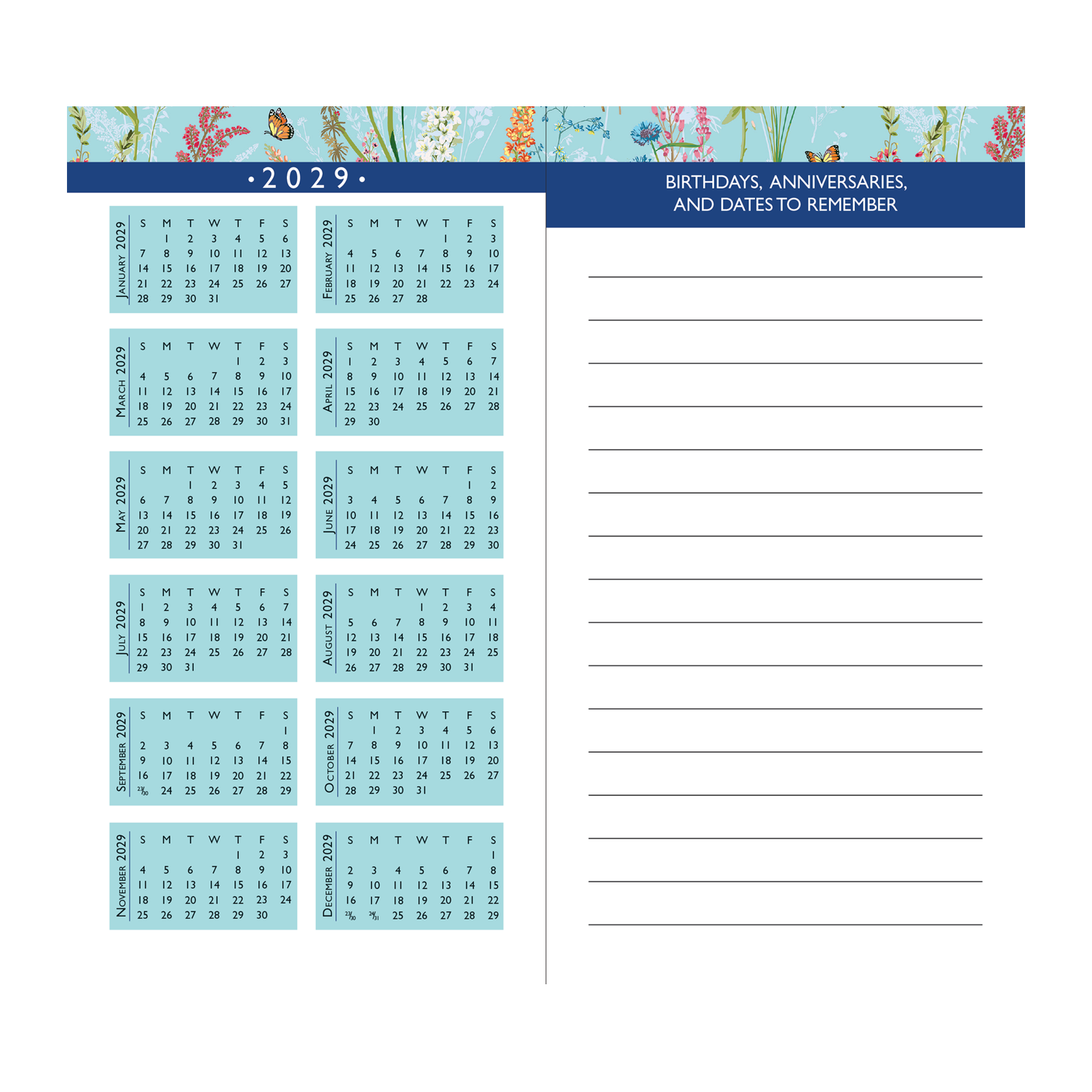 PTR 2027-28 Blooms & Butterflies 2-Year Pocket Planner