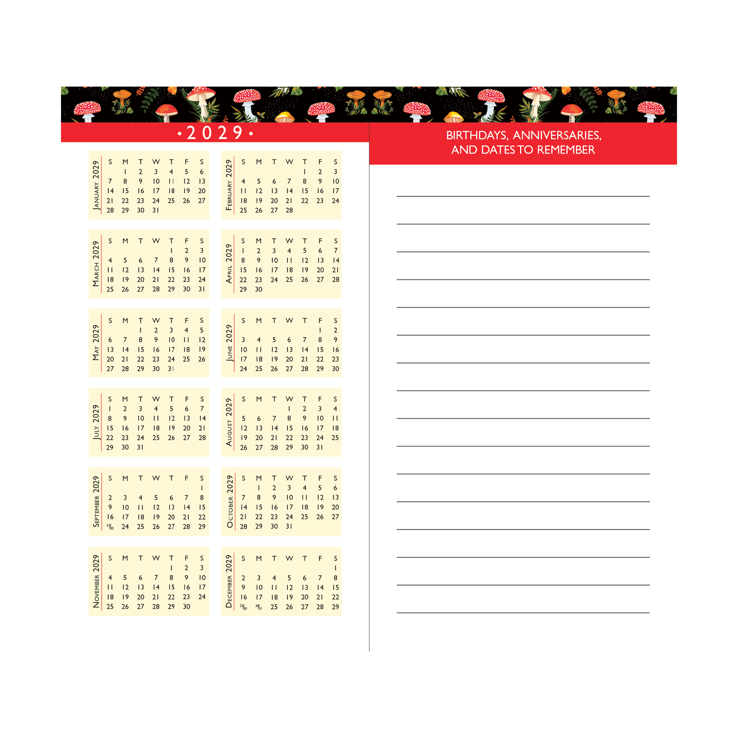 PTR 2027-28 Mushrooms 2-Year Pocket Planner