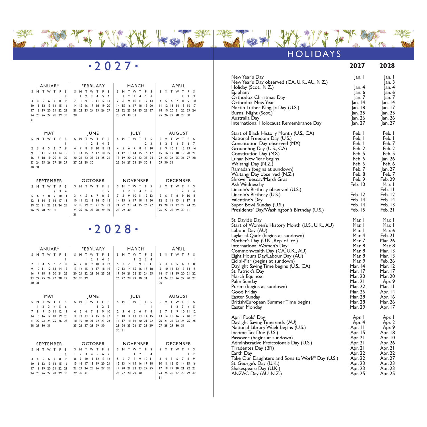 PTR 2027-28 Wildflower Garden 2-Year Pocket Planner
