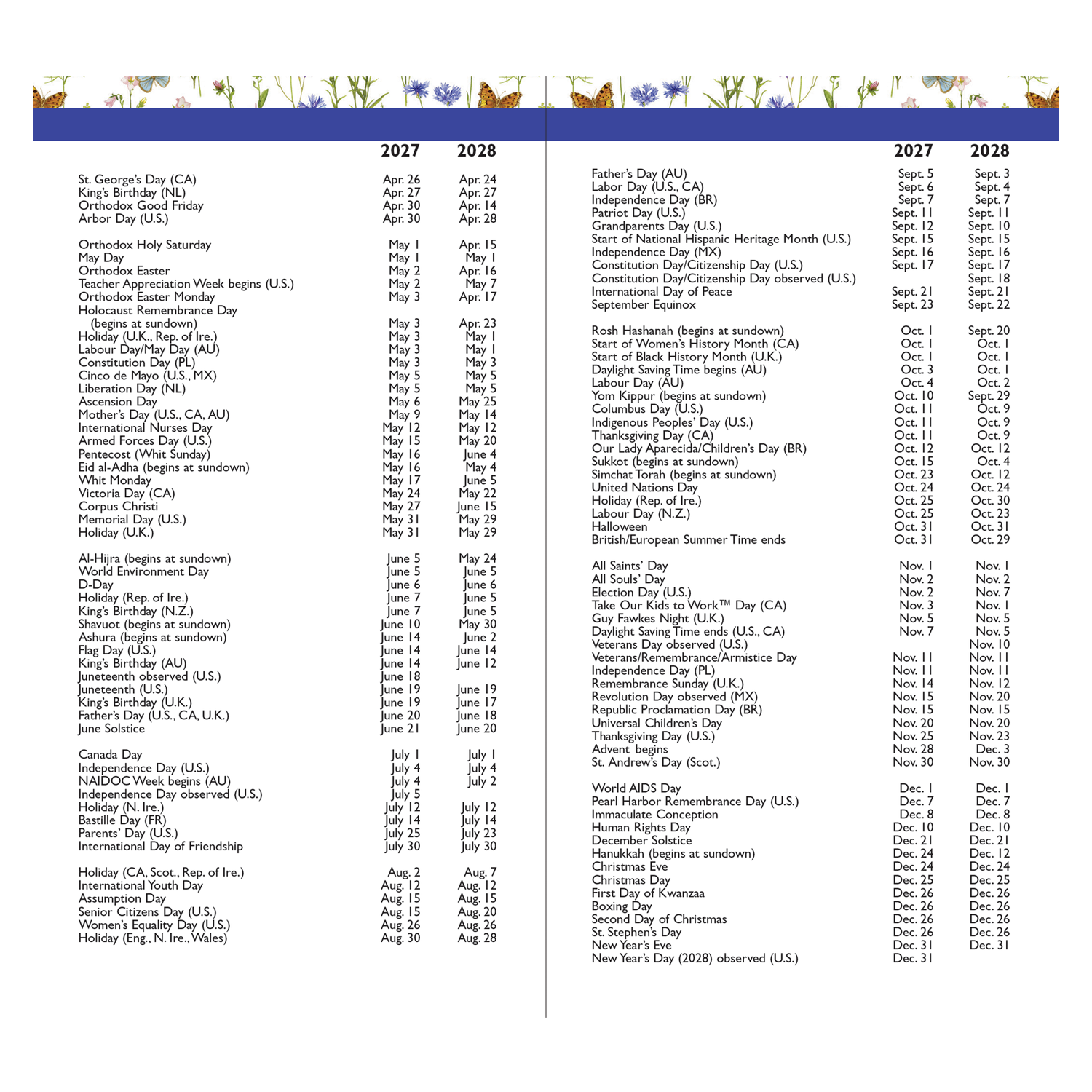 PTR 2027-28 Wildflower Garden 2-Year Pocket Planner