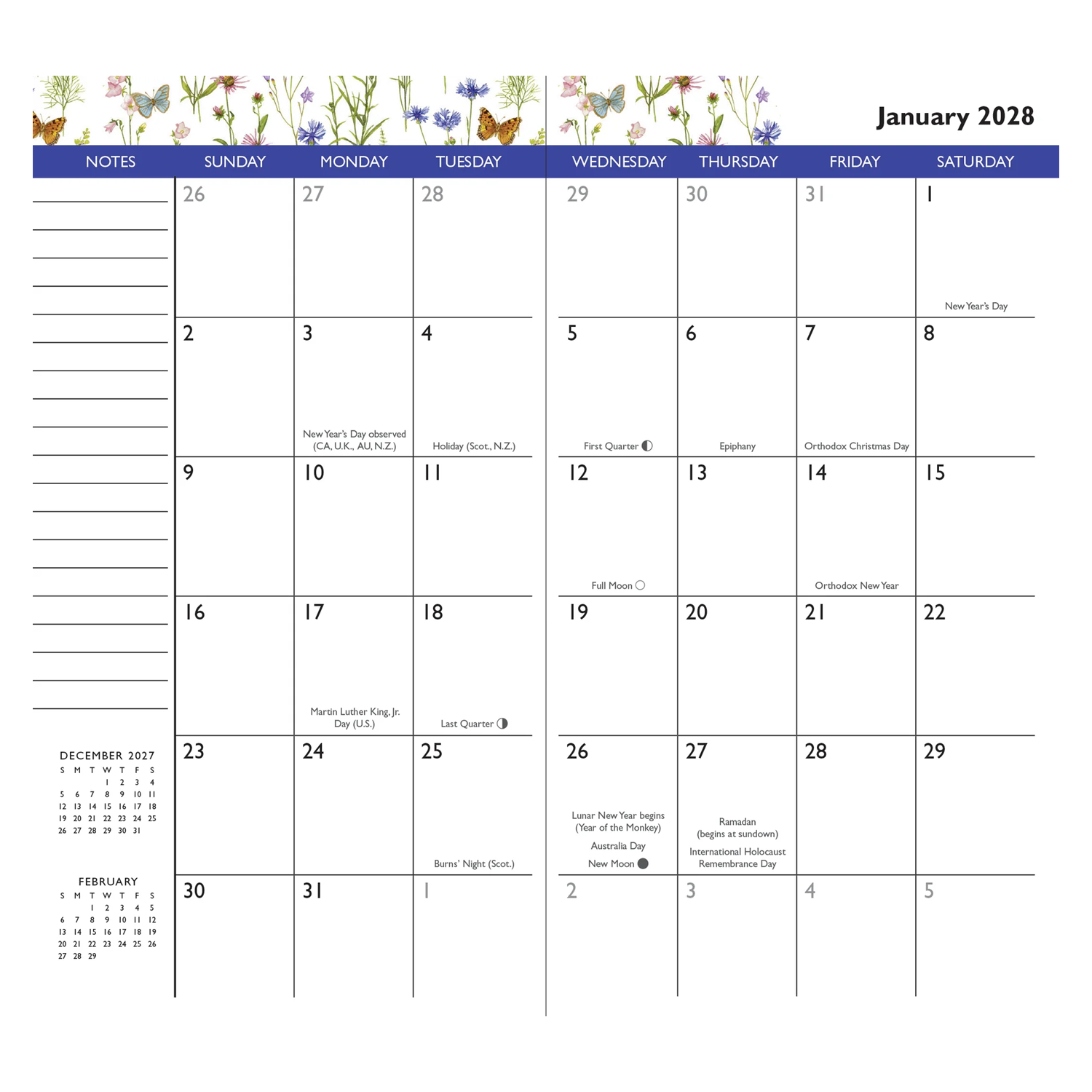 PTR 2027-28 Wildflower Garden 2-Year Pocket Planner