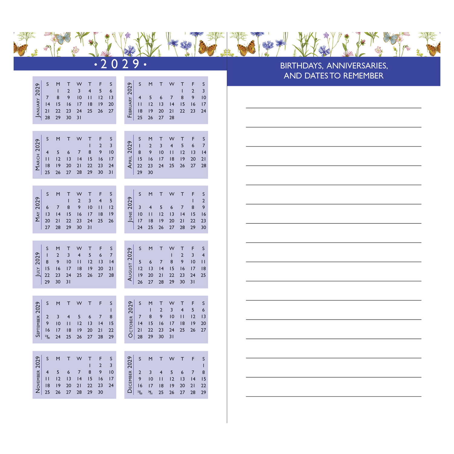 PTR 2027-28 Wildflower Garden 2-Year Pocket Planner