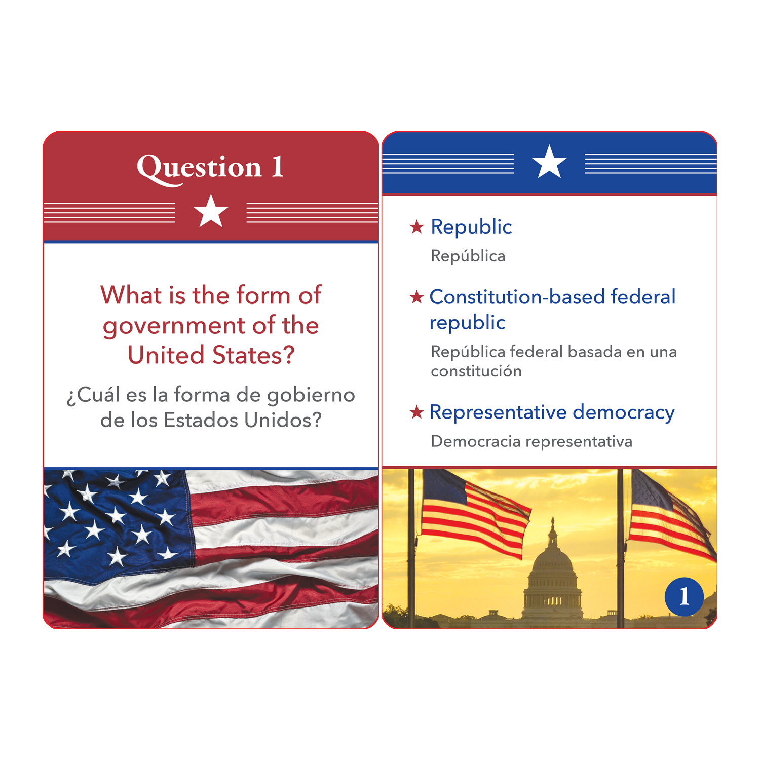 PTR Bilingual US Citizenship Flash Card Set (English/Spanish)