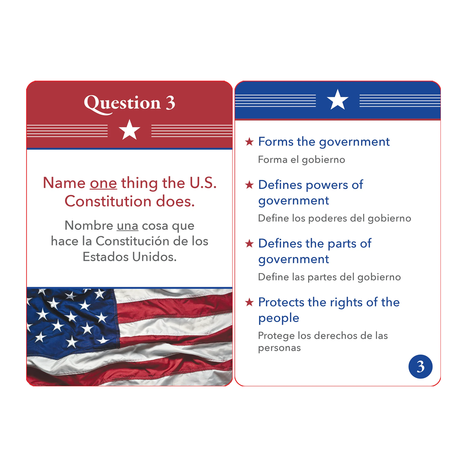 PTR Bilingual US Citizenship Flash Card Set (English/Spanish)