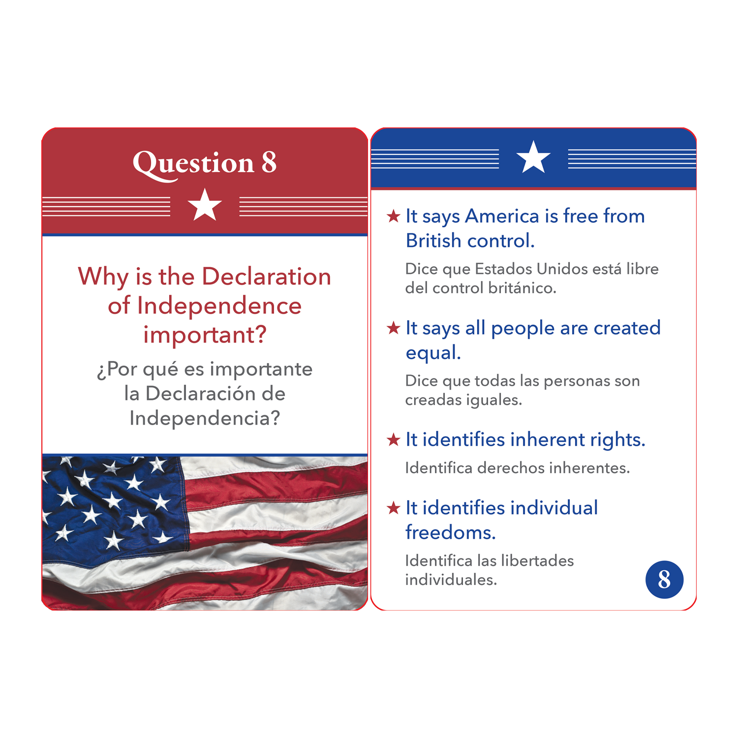 PTR Bilingual US Citizenship Flash Card Set (English/Spanish)