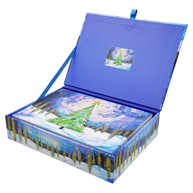 Stained Glass Christmas Tree Deluxe Boxed Holiday Cards