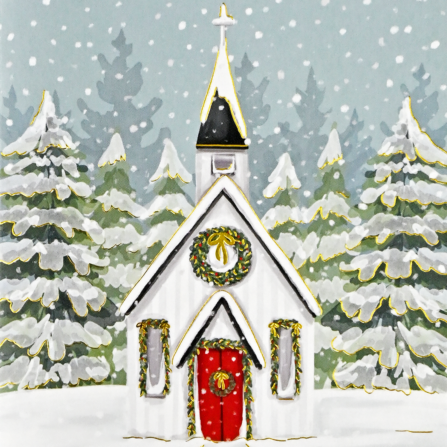 PTR Church in Snowfall Small Boxed Holiday Cards