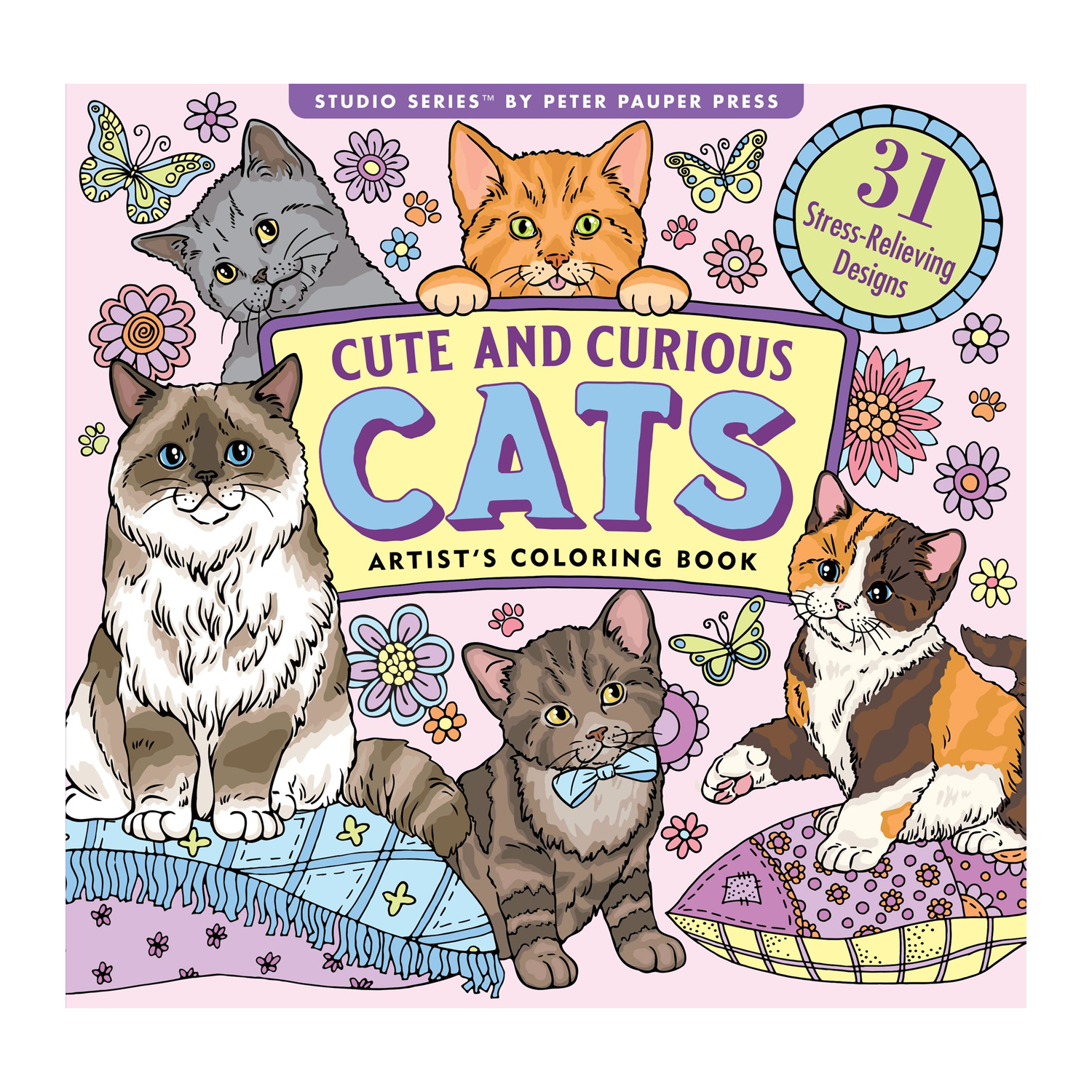 Cute and Curious Cats Coloring Book