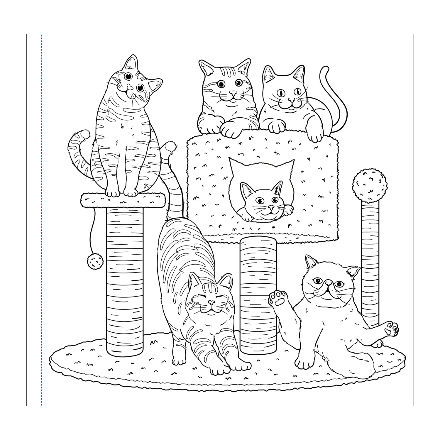Cute and Curious Cats Coloring Book