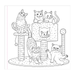 Cute and Curious Cats Coloring Book