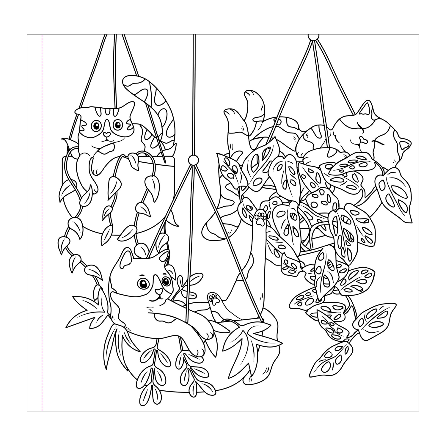 Cute and Curious Cats Coloring Book