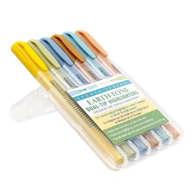 Earth Tone Dual-Tip Highlighters (Set of 6)