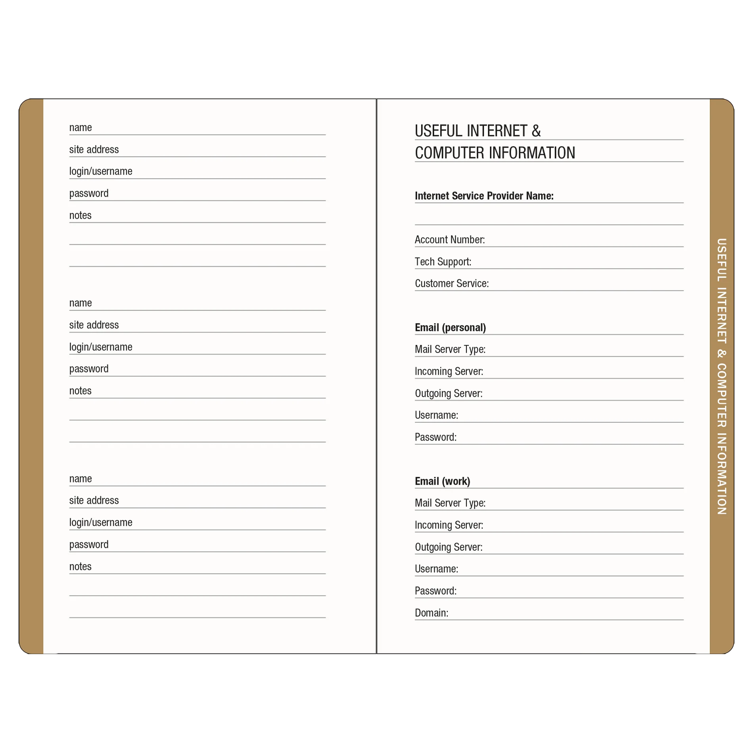 Internet Address & Password Logbook - Cosmos