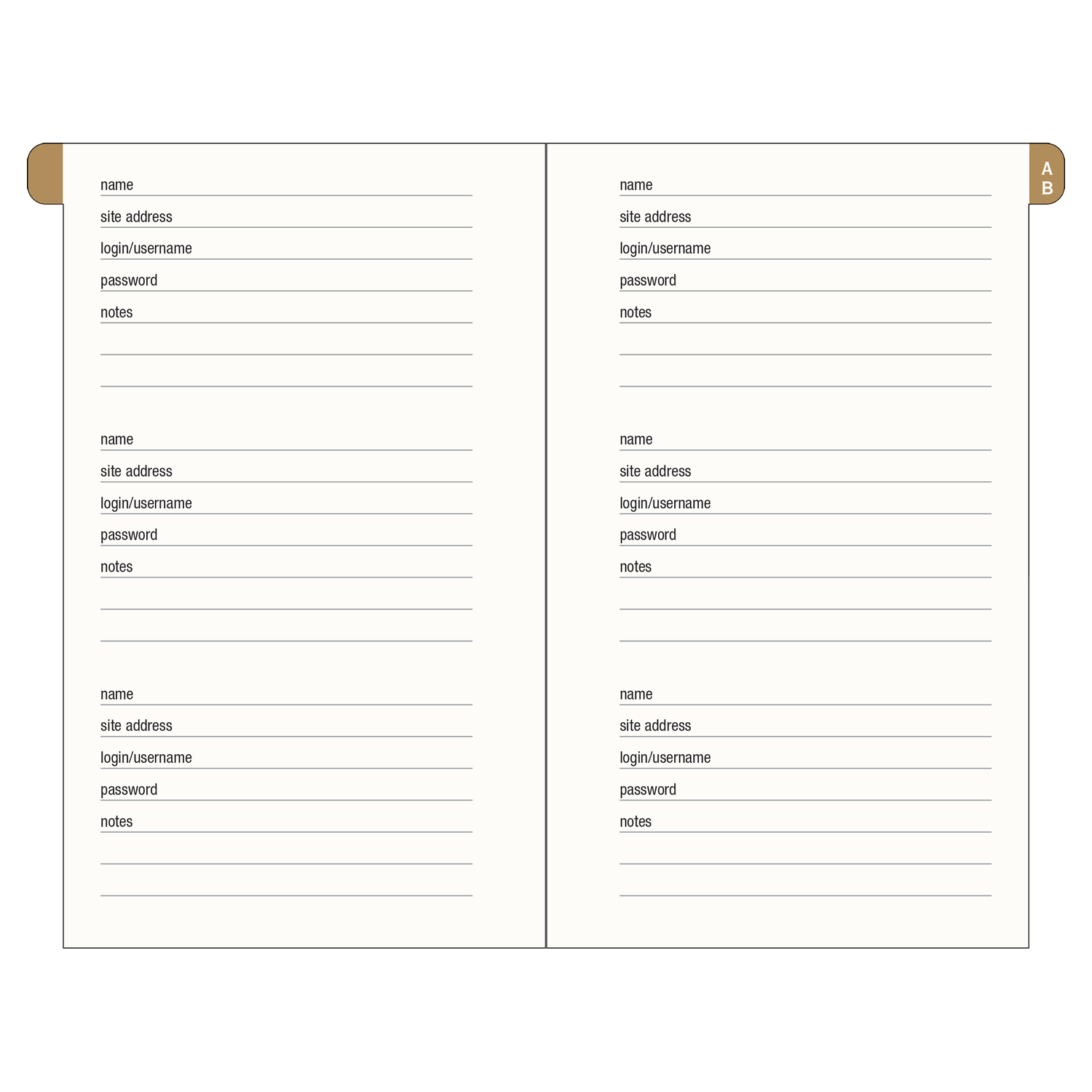 Internet Address & Password Logbook - Cosmos