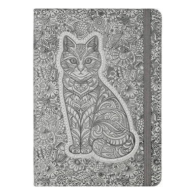 Silver Cat Faux Leather Artisan Journal