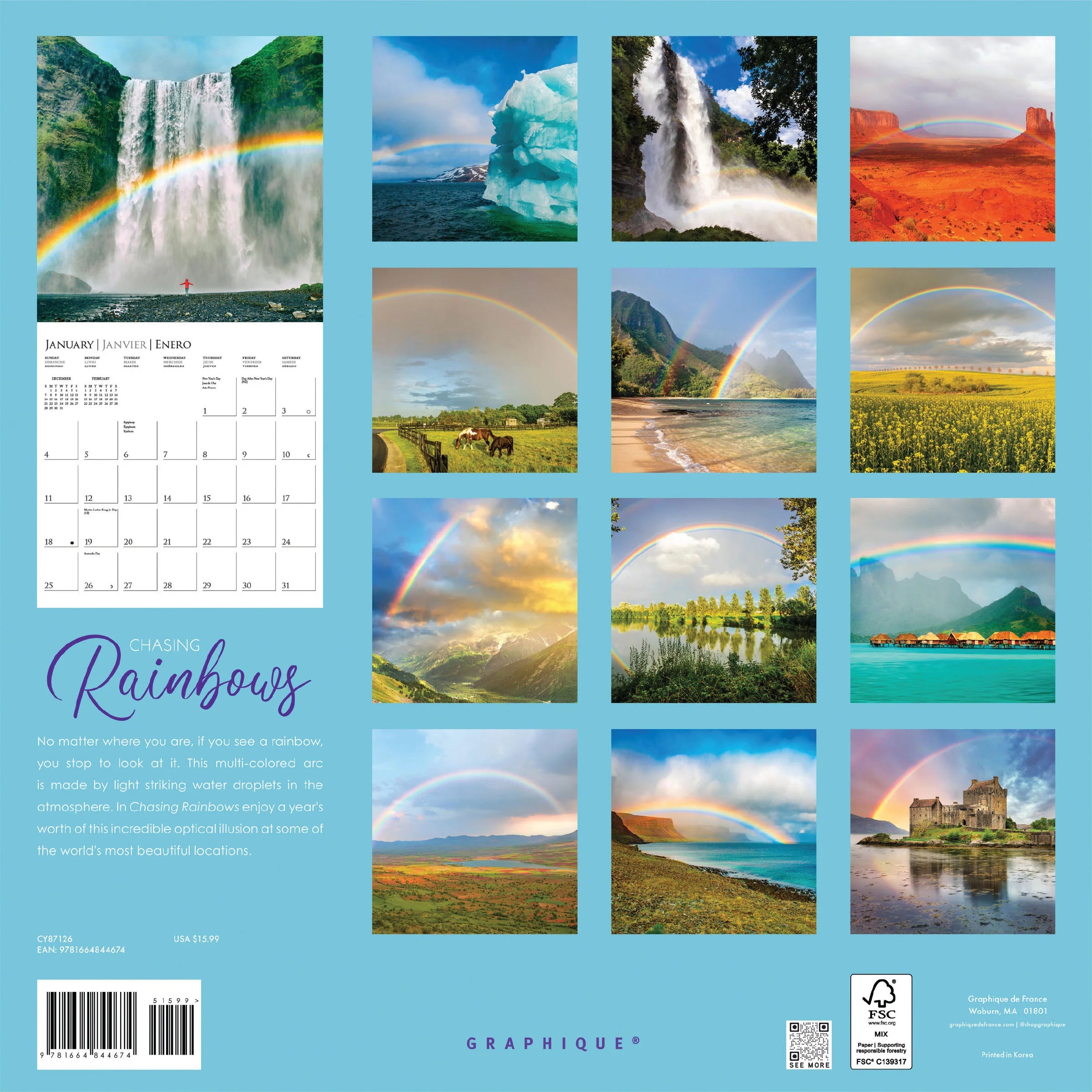 Chasing Rainbows 2026 Wall Calendar