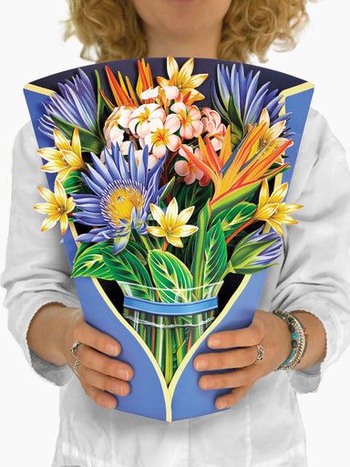 Tropical Blooms Pop Up Flower Bouquet Greeting Card    