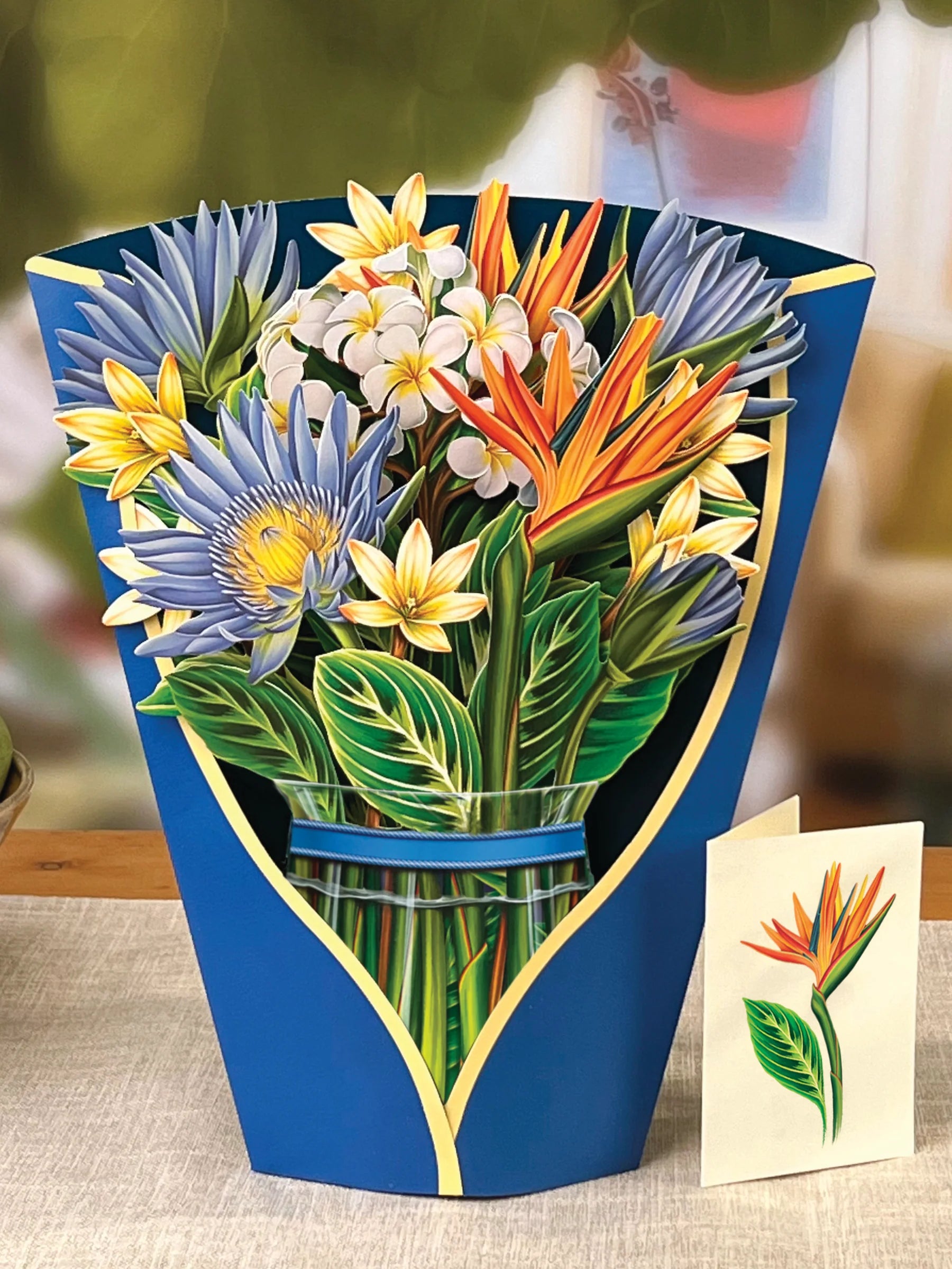 Tropical Blooms Pop Up Flower Bouquet Greeting Card    
