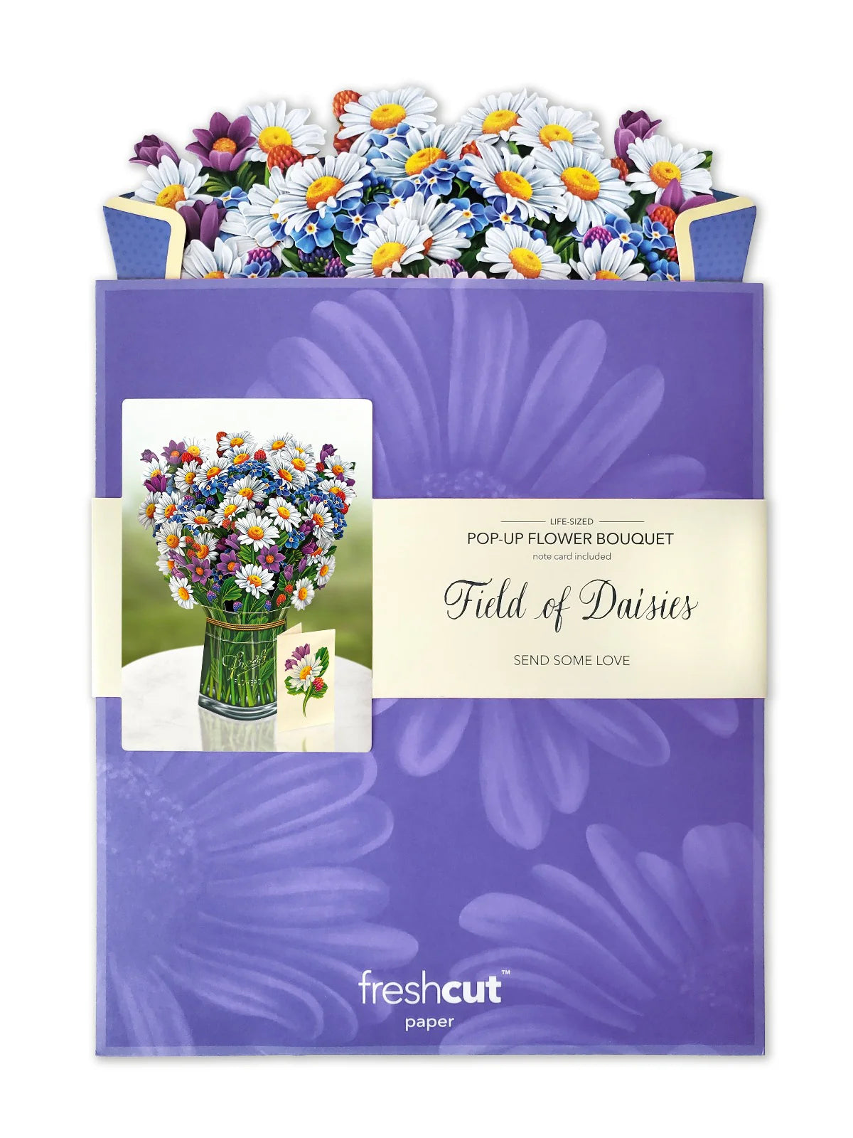 Field of Daisies Pop Up Flower Bouquet Greeting Card    