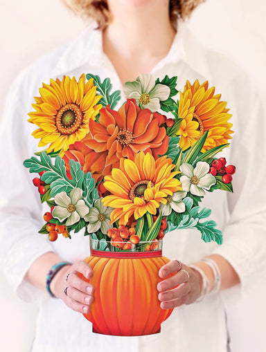 Pop Up Flower Bouquet Greeting Card - Harvest Pumpkin    