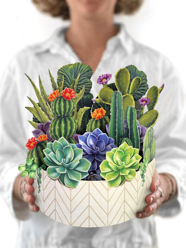 Cactus Garden Pop Up Flower Bouquet Greeting Card    