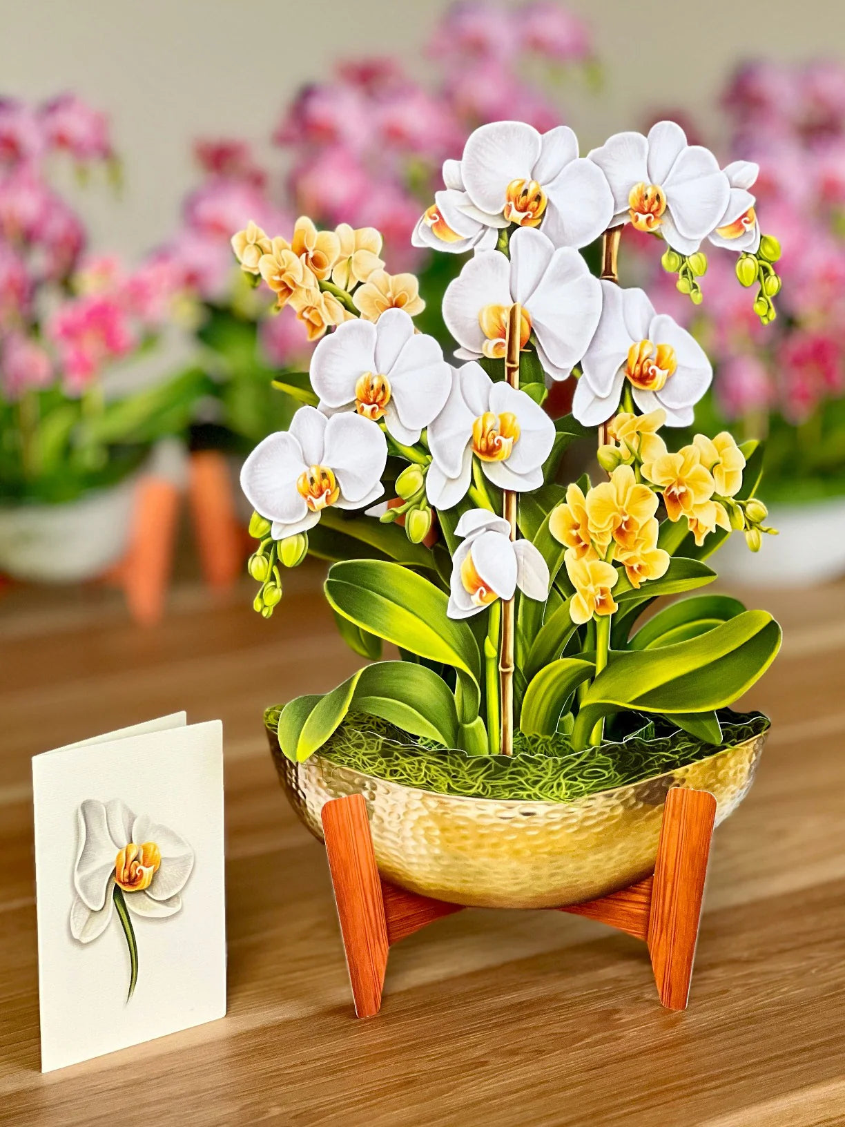 Serenity Orchid Pop Up Flower Bouquet Greeting Card    