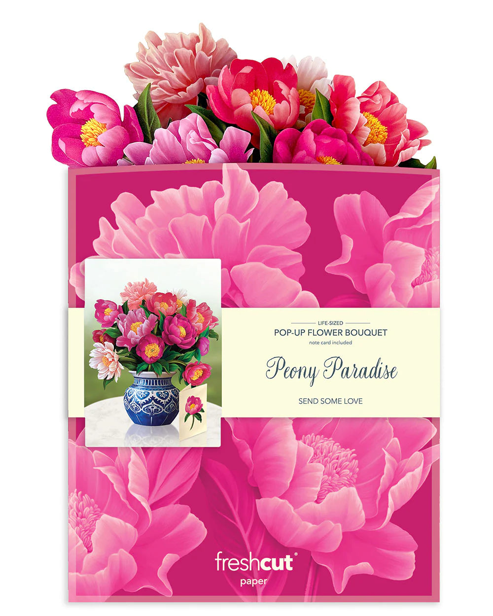 Peony Paradise Pop Up Flower Bouquet Greeting Card    