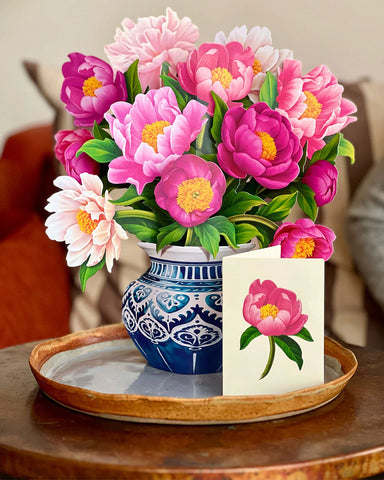 Peony Paradise Pop Up Flower Bouquet Greeting Card    