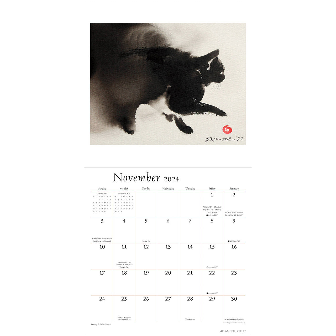 The Artful Cat 2024 Wall Calendar — Bird in Hand