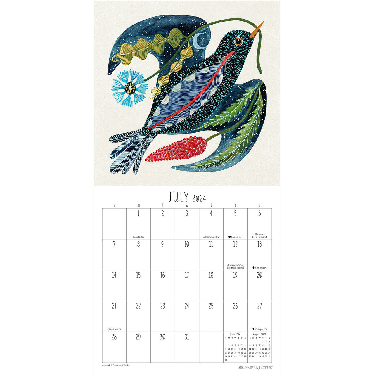 Feathered Friends by Geninne D. Zlatkis 2024 Mini Wall Calendar — Bird in  Hand