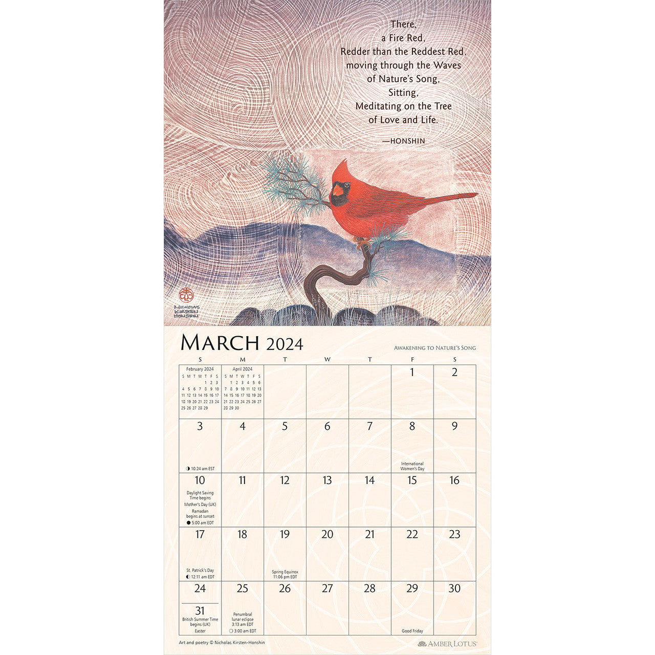 Zen Cat 2024 Mini Wall Calendar: Meditational Art by Nicholas  Kirsten-Honshin