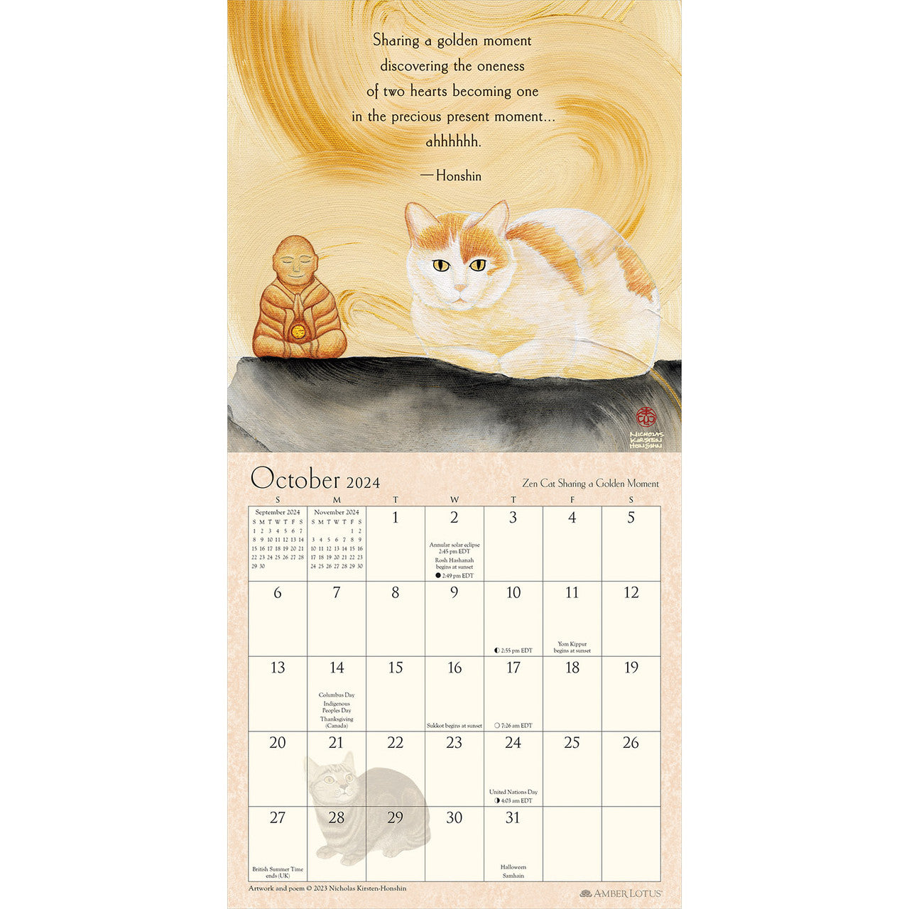 Zen Cat 2024 Mini Wall Calendar    