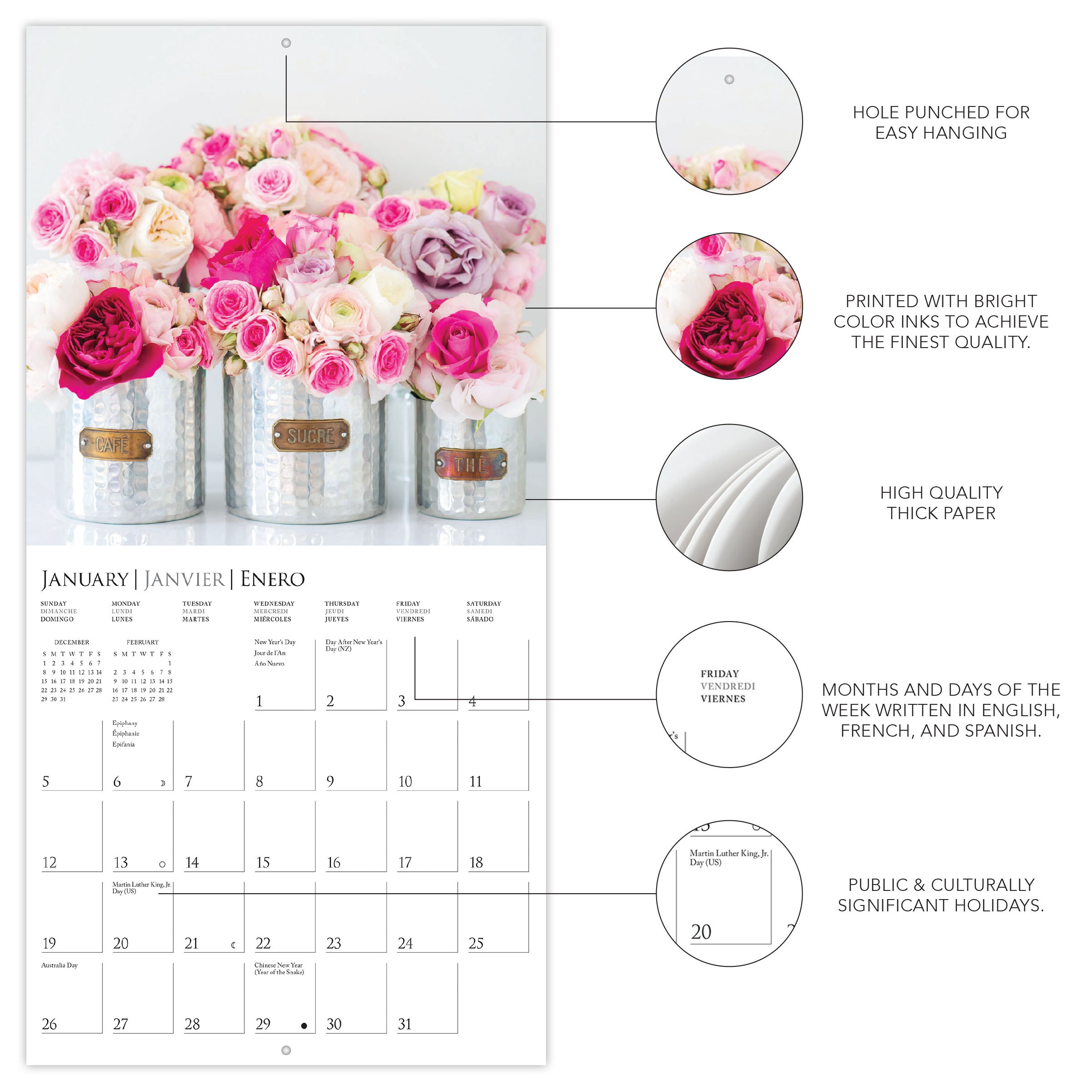 Garden Bouquets 2025 Mini Wall Calendar    