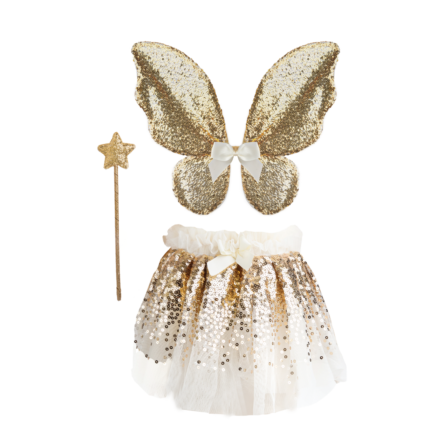 Gracious Gold Sequins Skirt, Wings and Wand - Size 4-6