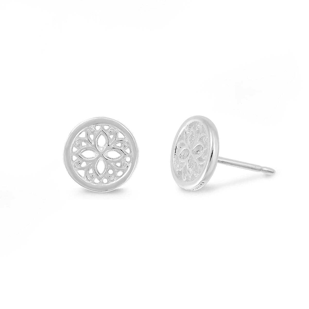 Boma Sterling Silver Post Earrings - Open Circle Mandala    