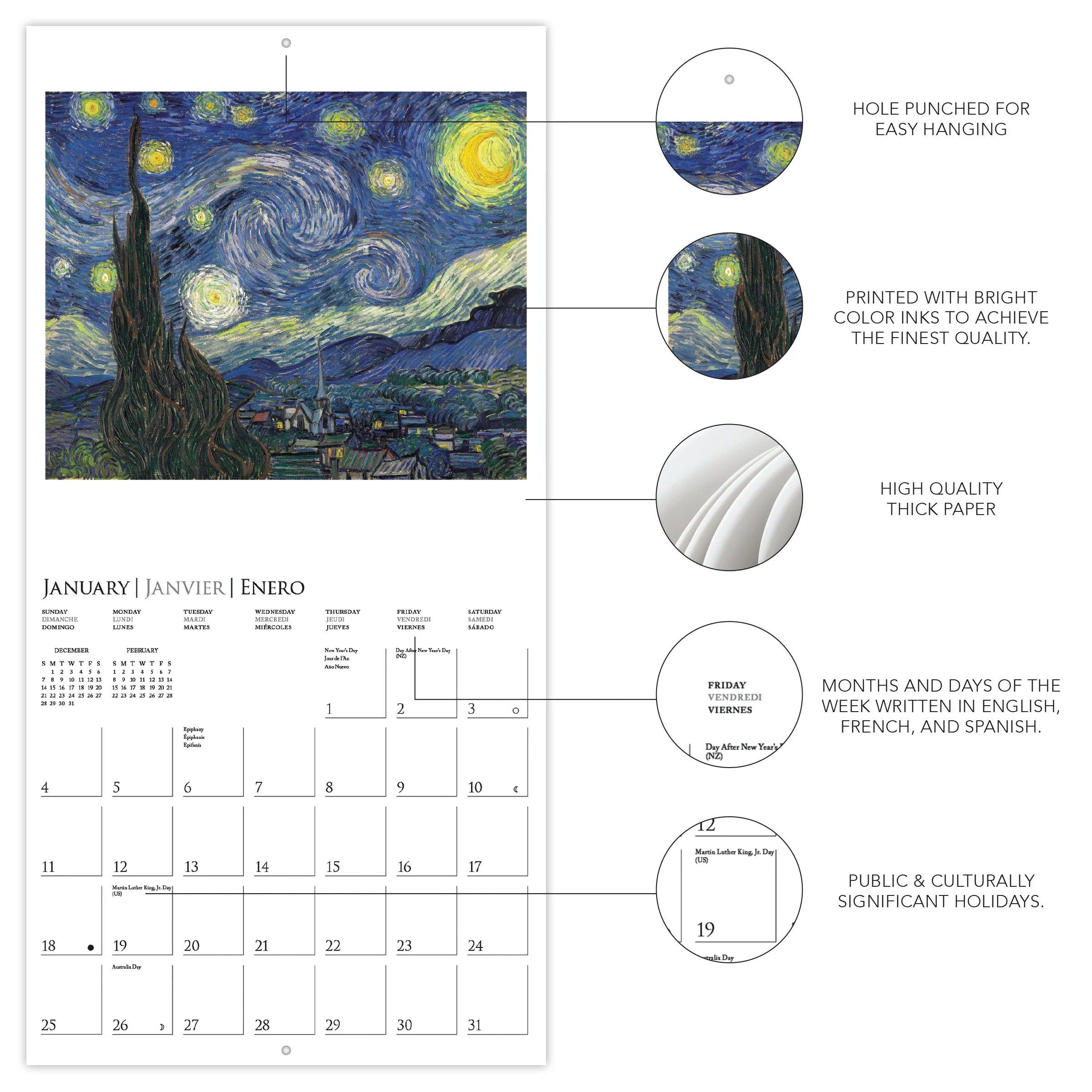Van Gogh 2026 Wall Calendar