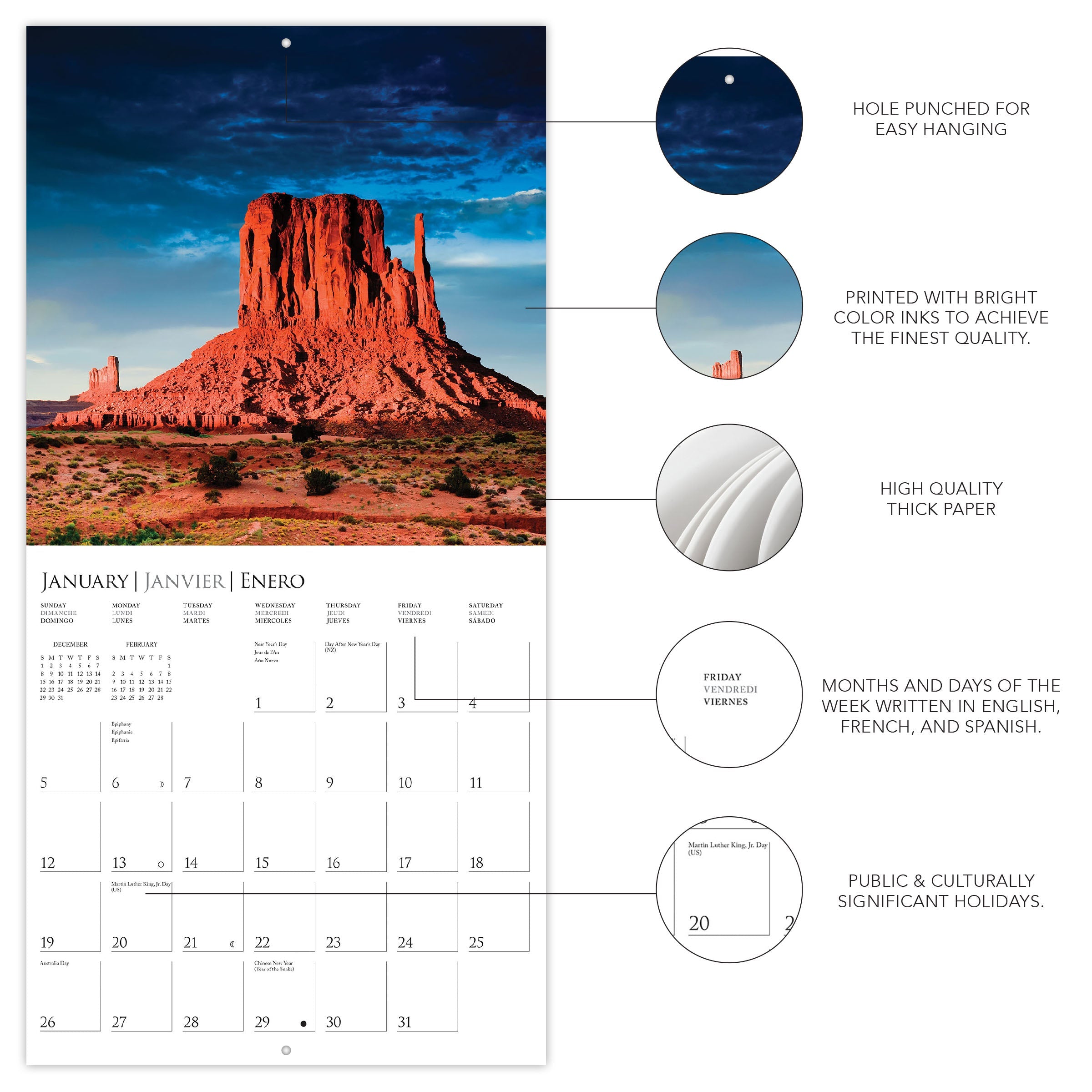 Wonders of The World 2025 Wall Calendar    