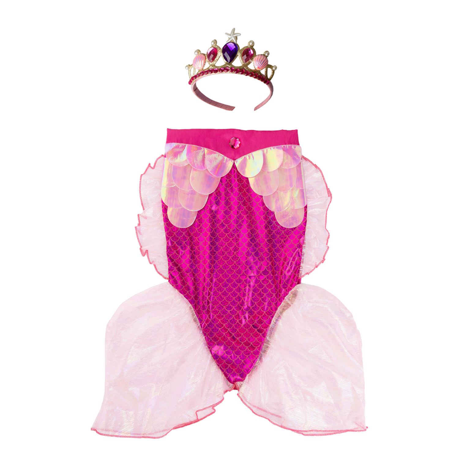 Pink Glimmer Mermaid Tail With Tiara - Size 5-6