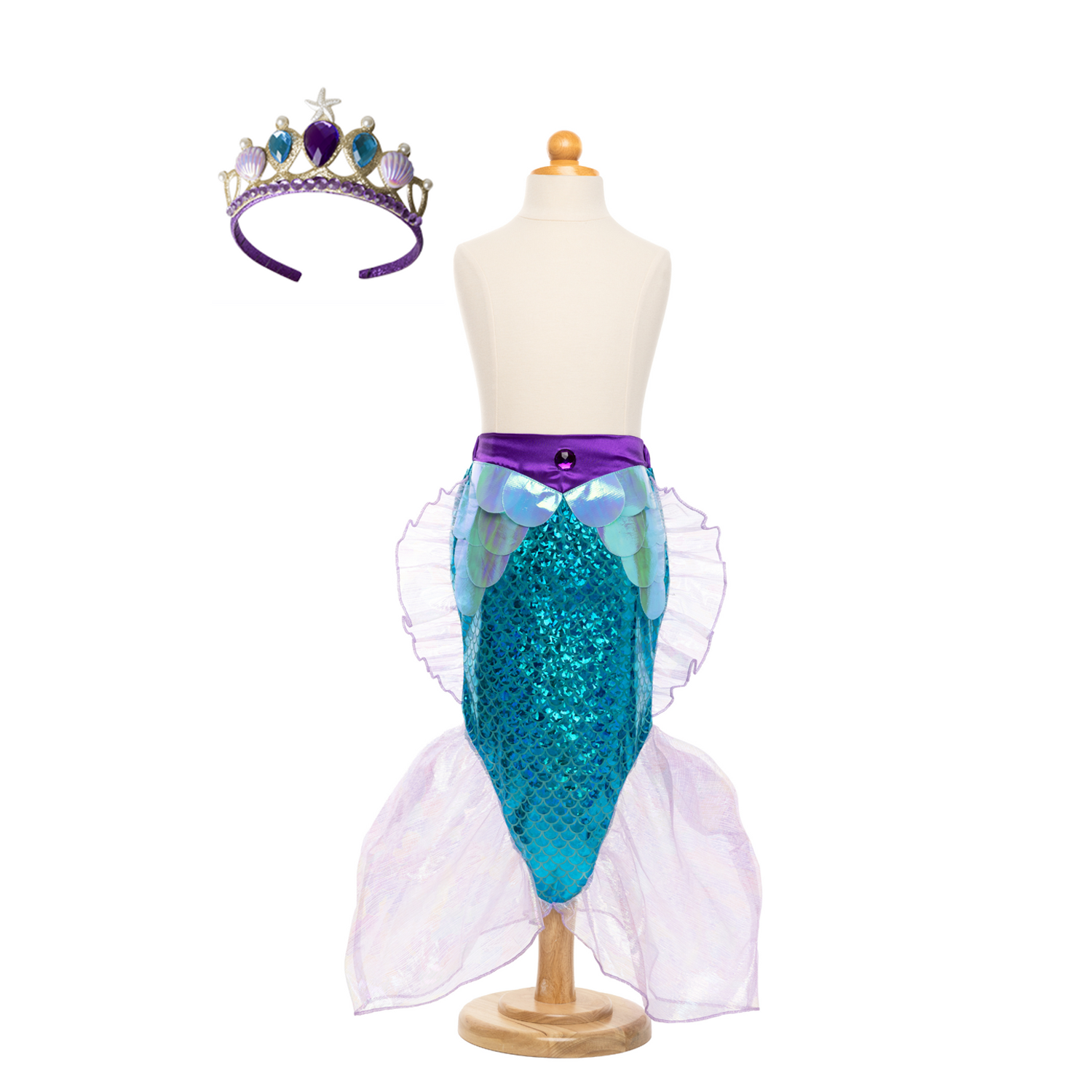 Mermaid Glimmer Skirt Set with Headband - Lilac and Blue - Size 5-6