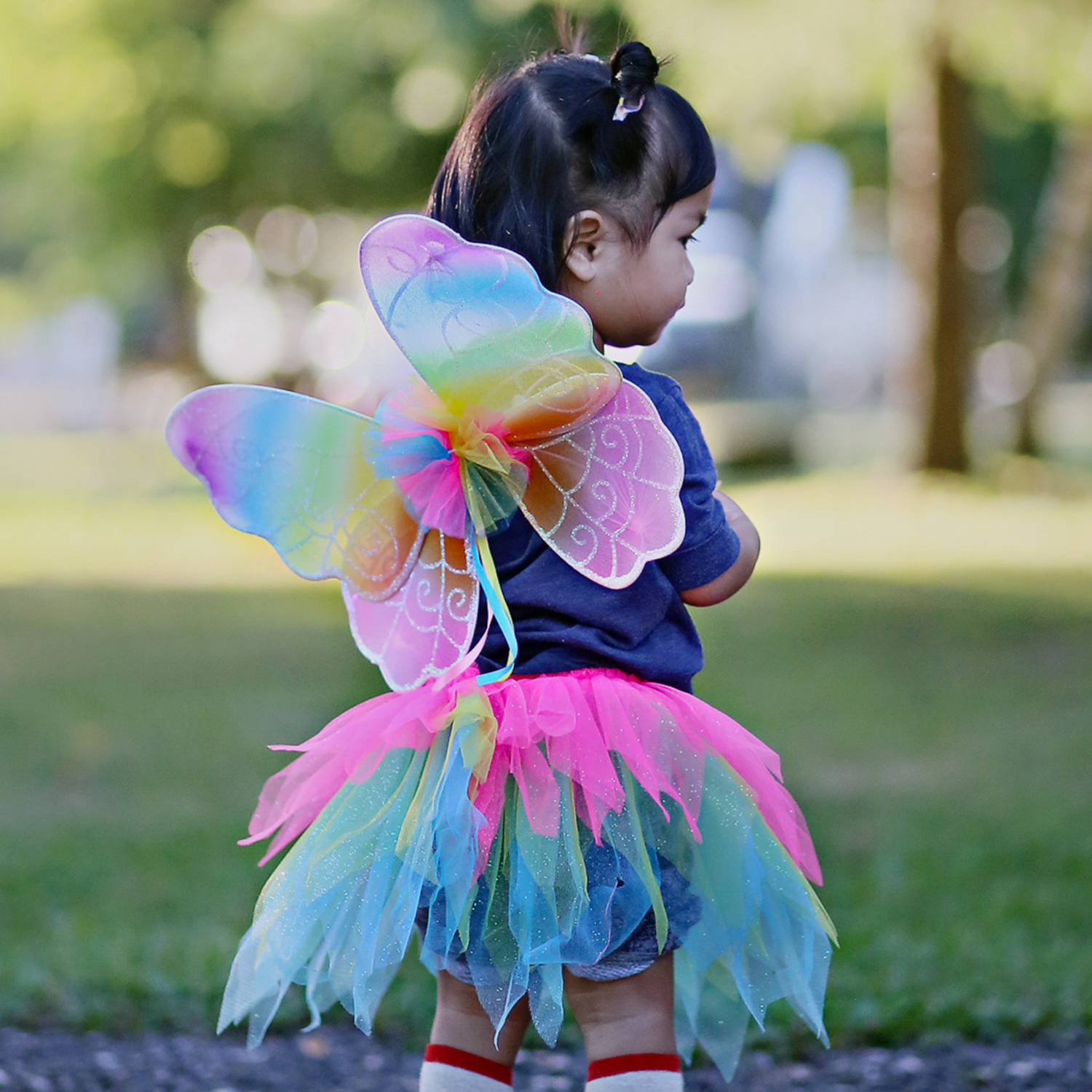 Neon Rainbow Tutu With Wings and Wand - Size 4-6