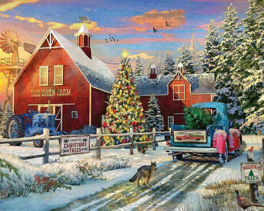 SPRGBK Red Barn Tree Farm 1000 Piece Puzzle