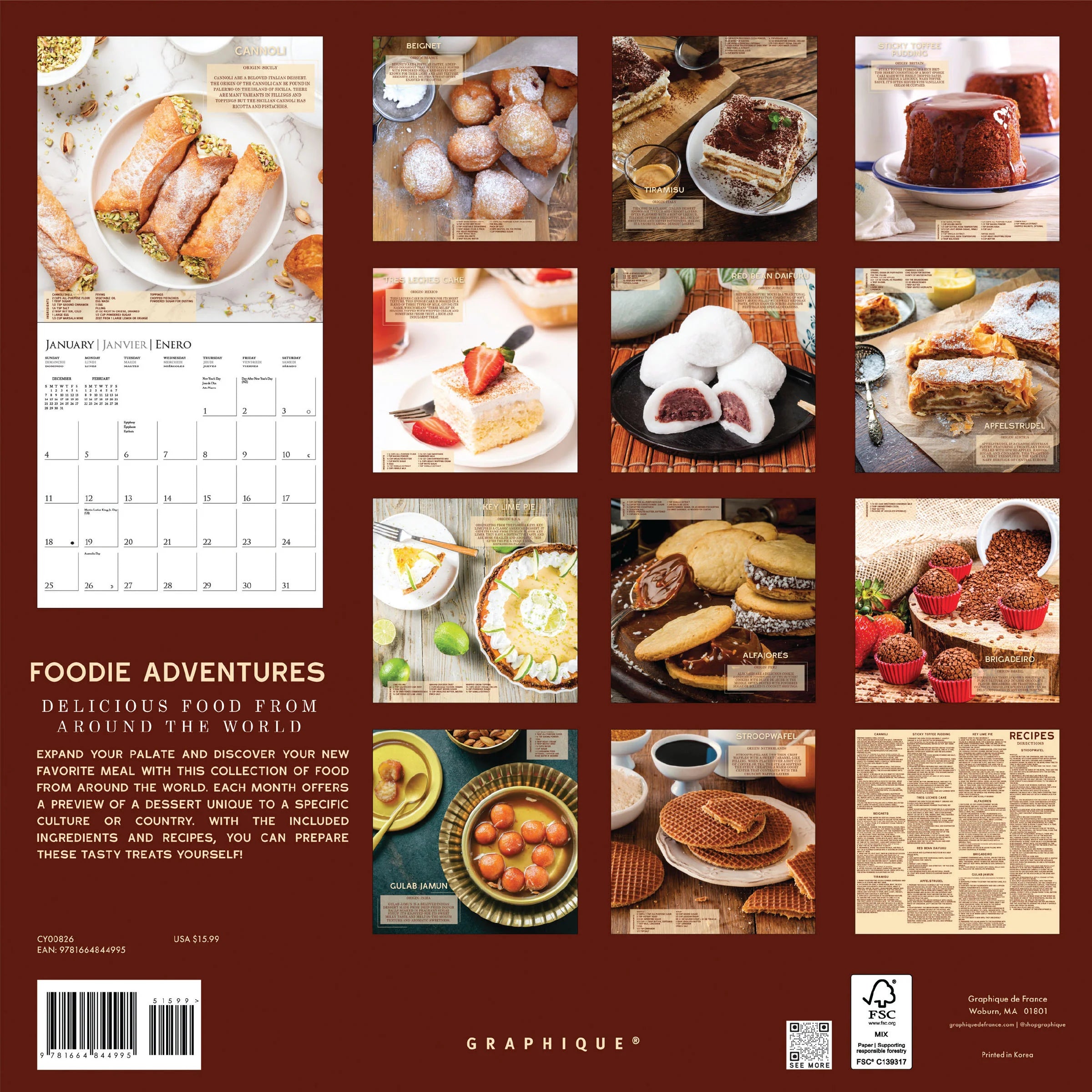 Foodie Adventures 2026 Wall Calendar
