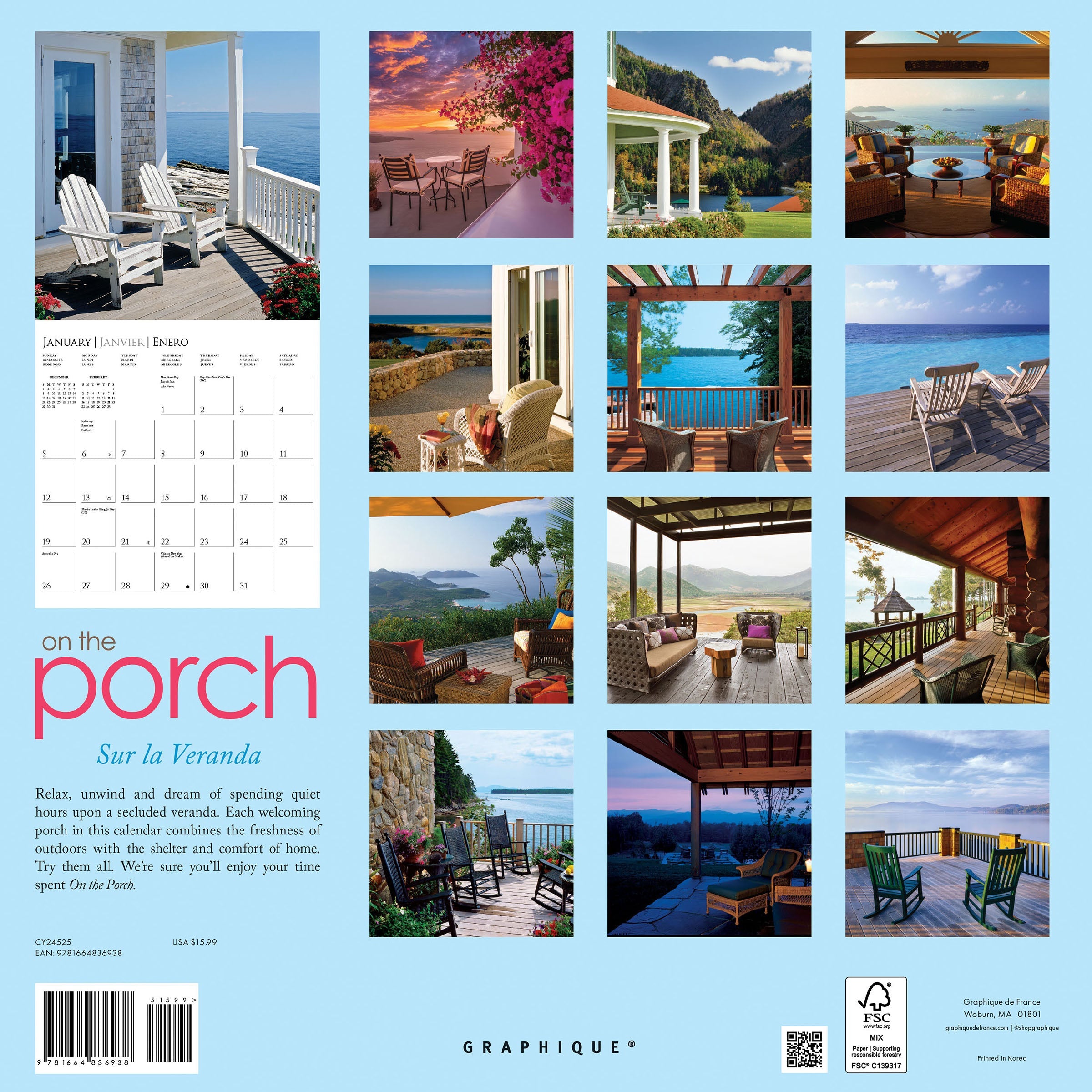 On The Porch 2025 Wall Calendar    