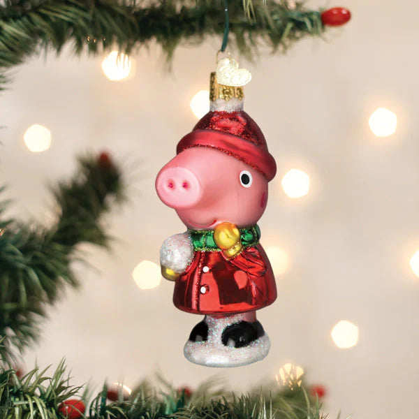 Old World Christmas Peppa Pig With Snowball Ornament