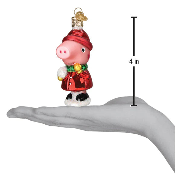 Old World Christmas Peppa Pig With Snowball Ornament